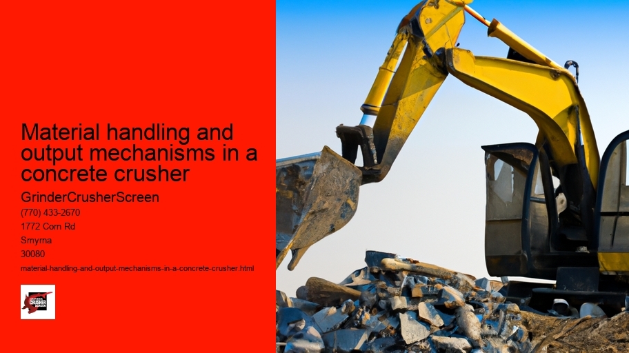 Material handling and output mechanisms in a concrete crusher